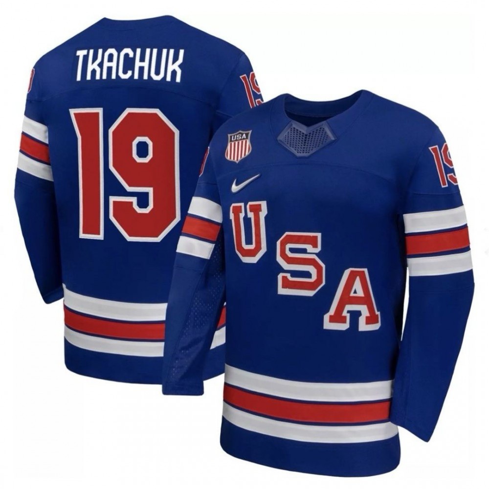Matthew Tkachuk USA Hockey Olympic 2026 Royal Home Replica Jersey-Pro Kit Vault | Brand New 26/27 Sports Jerseys